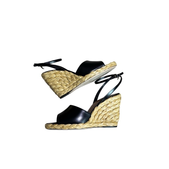 SAINT LAURENT - NIB Paloma Sandals Black Wedge Sandals Sz 36 1/2 - Picture 9 of 14